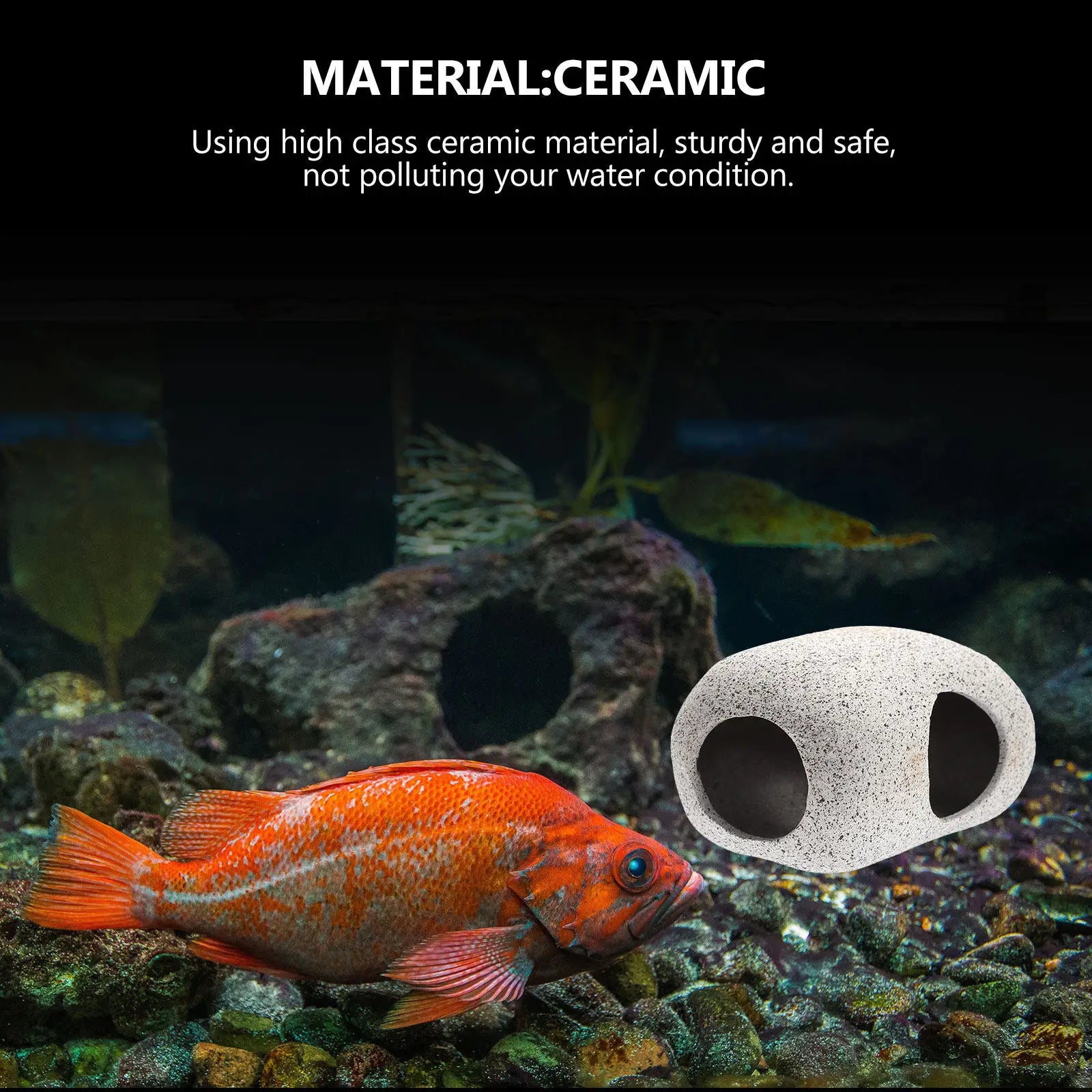 Sturdy Ceramic Aquarium Fish Cave Decor Tank Hiding Spot Shrimp