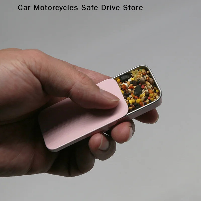 CMTinplate Box Slide Lid Push Pull Drawer Balm Portable Mini