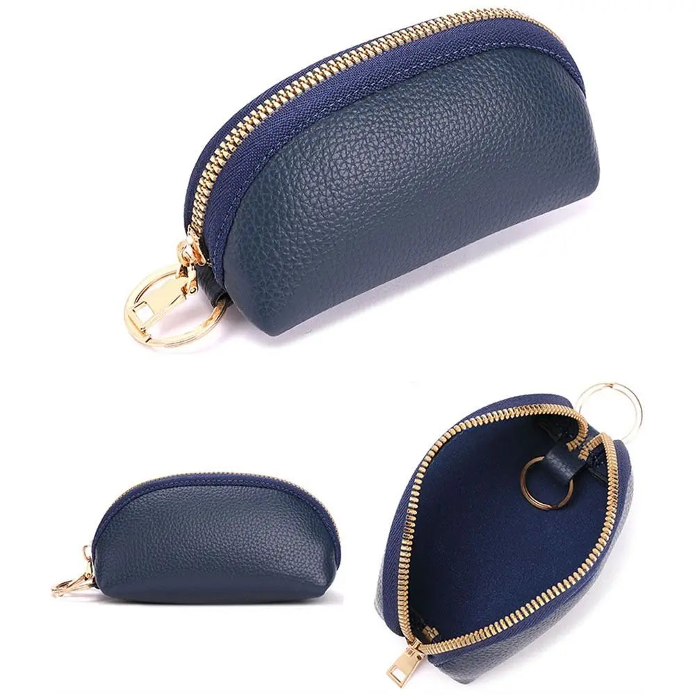 Key Pouch Fashion Zipper Key Holder Simple Zipper Closure Car Key Storage Bag PU Durable Car Key Protect Cover Household Zpaxo