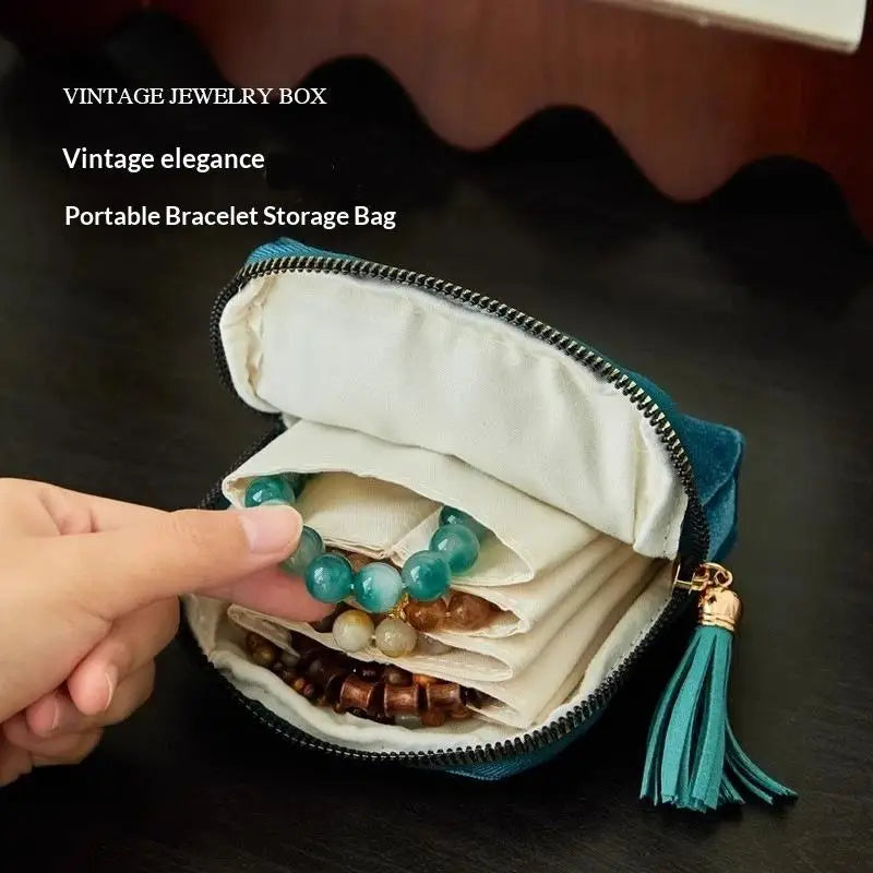 5-Layer Velvet Jewelry Organizer Pouch – Portable Travel Bag