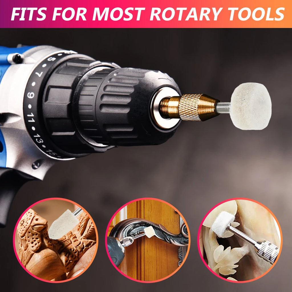 100/120/145PCS Wool Felt Grinding Sanding Head Polishing Wheel Tool Combination Set About 3mm Shank Dremel Dril for Jewelry/Gold Zpaxo