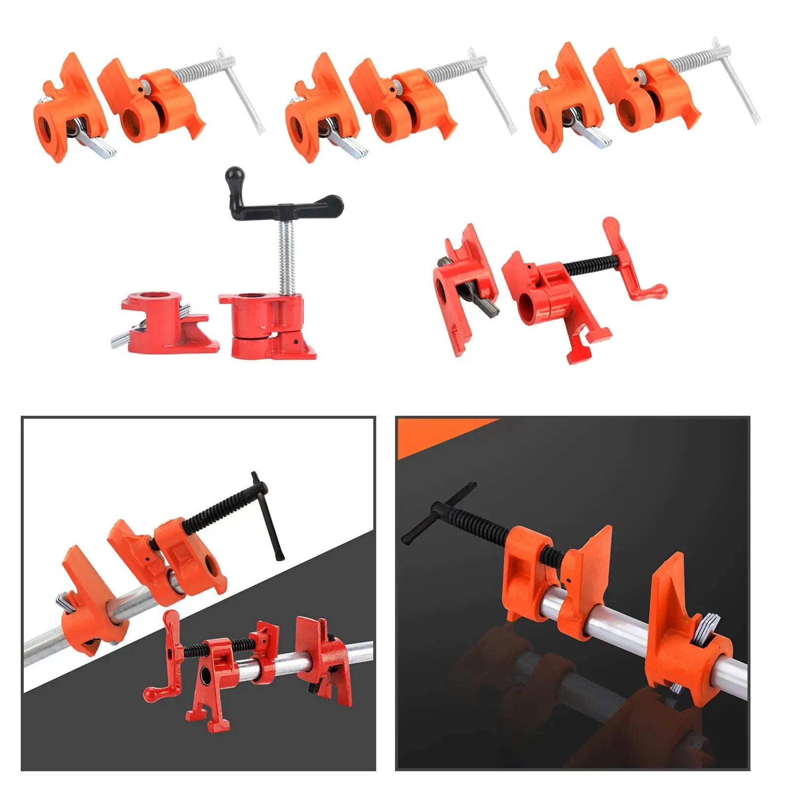 2PCS Wood Gluing Pipe Clamp Set Tools Durable Heavy Duty Metal for Woodworking Carpentry DIY Projects Workshop Home Improvement Zpaxo