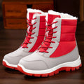 Snow Boots Woman Flat Shoes Lace Up Women Solid Ankle Warm