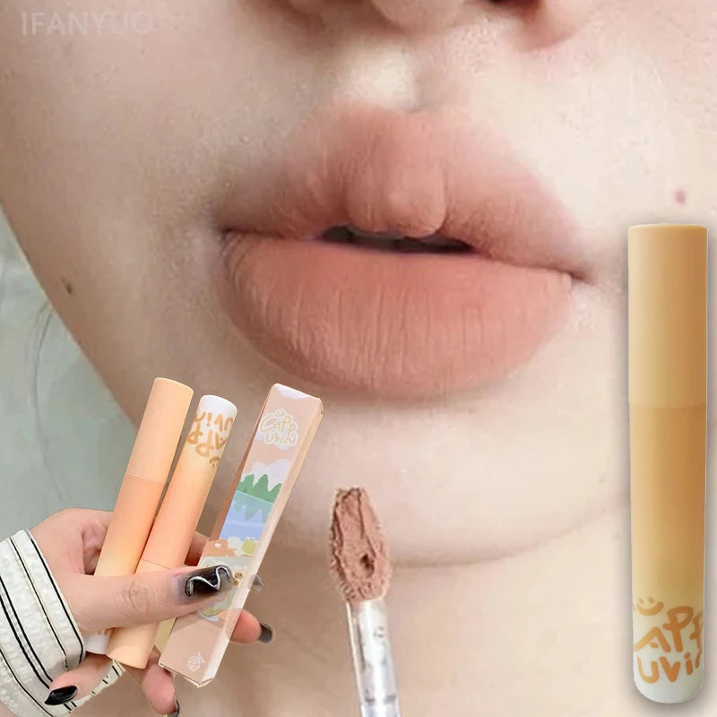 Pumpkin Apricot Lip Mud Matte Velvet Cream Smooth Texture Lipstick
