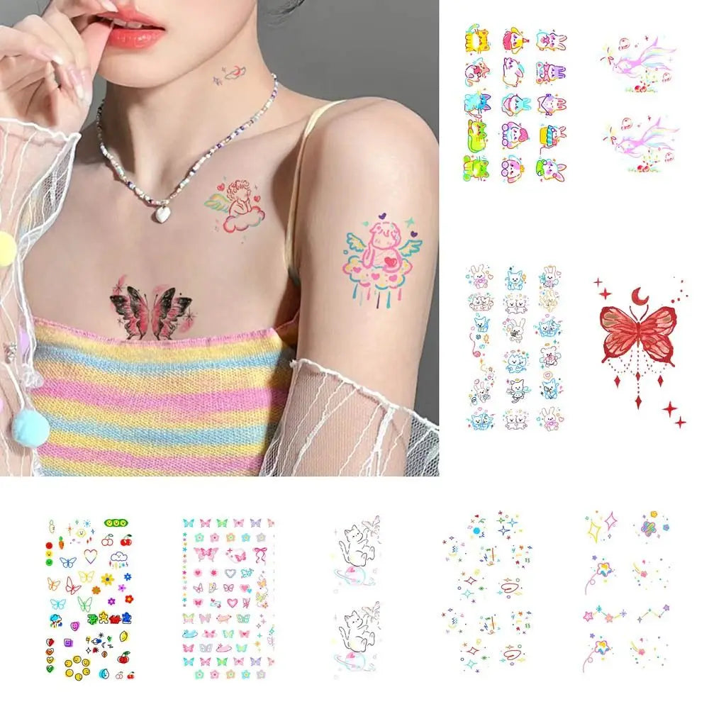 Butterfly Face Tattoo Sweet INS Style Face Decal Tattoo Sticker Long Lasting Temporary Tattoos Makeup Face Stickers Girls Zpaxo