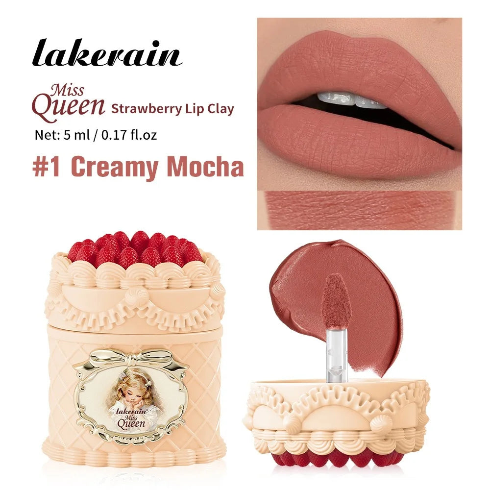 Strawberry Cake Mousse Lip Mud – Glaze Lipstick Silky Smooth Mousse Lipstick Zpaxo 1 Cream Mocha
