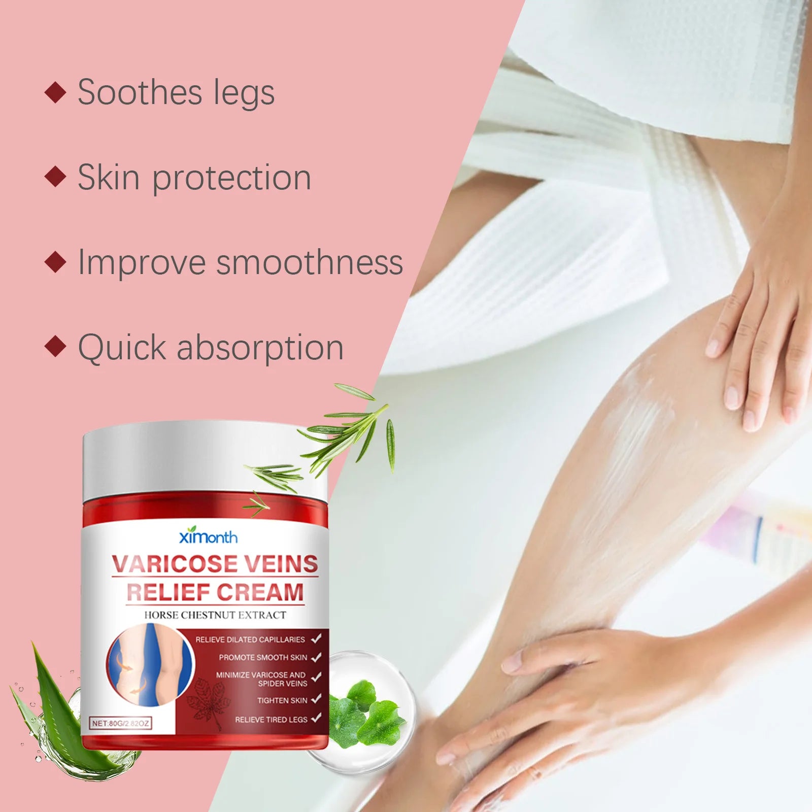 Ximonth Varicose Vein Relief Cream – Leg Swelling & Circulation Leg Relief Cream Zpaxo