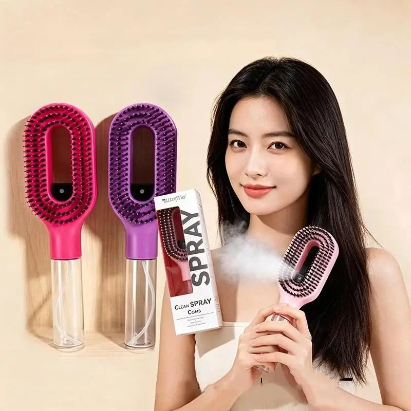 Refillable Spray Hair Brush – Anti-Static Soft Bristle Comb