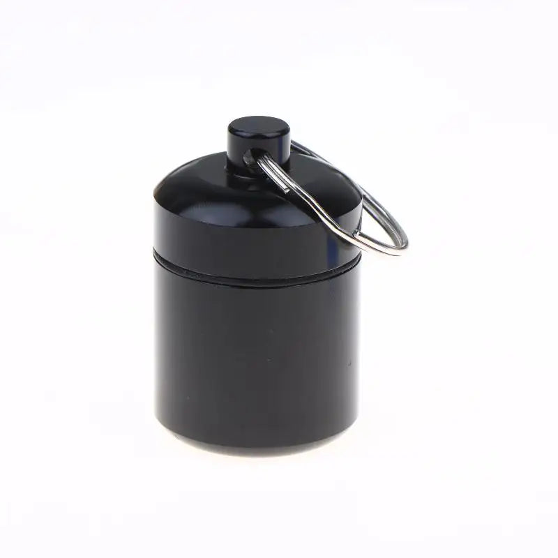 CMAluminum Alloy Pill Case Keychain Portable Waterproof Mini Storage Zpaxo Black