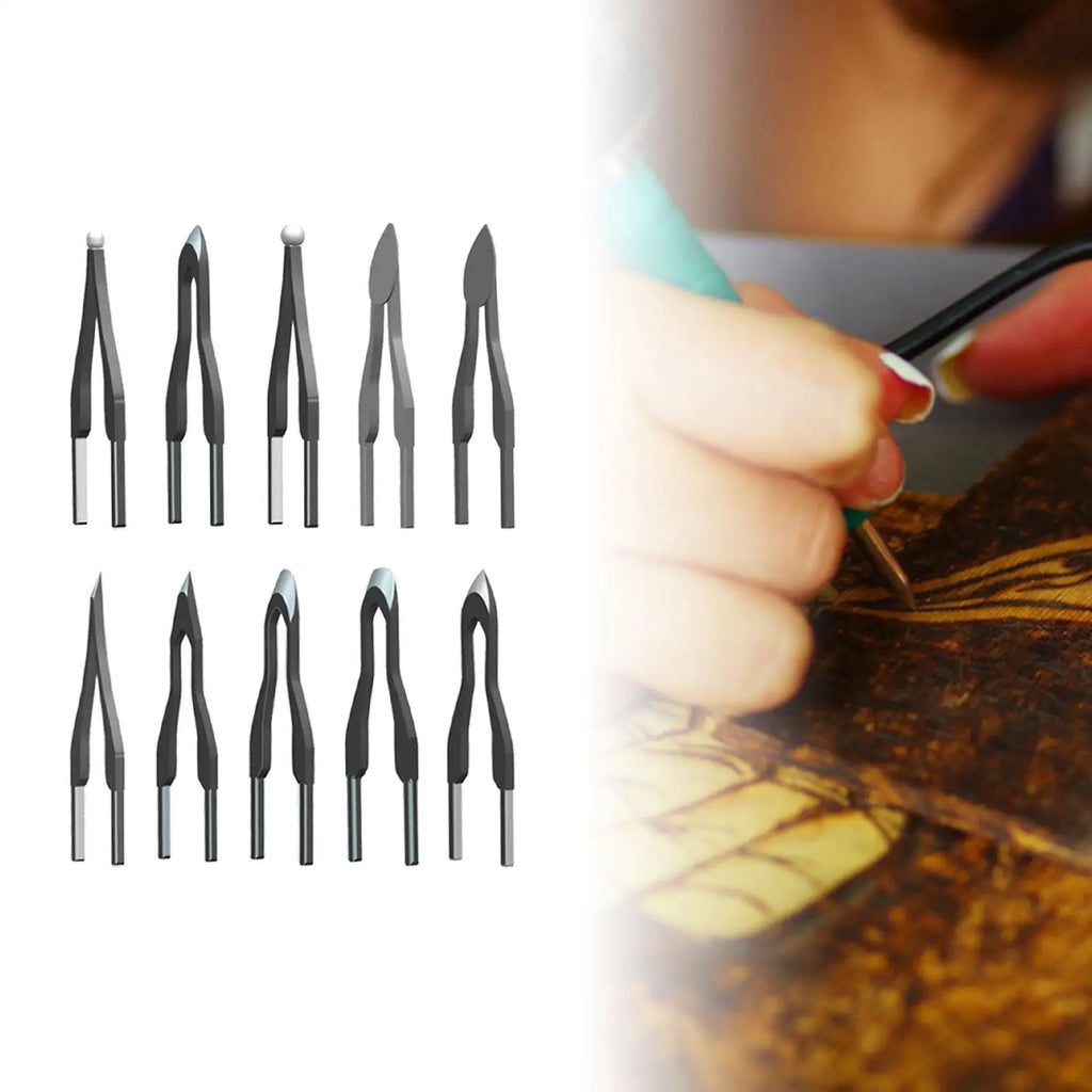 10x Pyrography Pen Tips Highly Elastic Soldering Practical Replacement Strong Portable Hot Stamping Wood Burning Wire Nibs Zpaxo