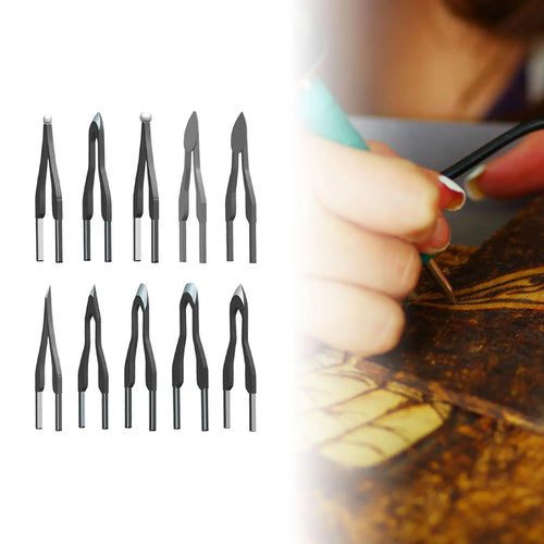 10x Pyrography Pen Tips Highly Elastic Soldering Practical Replacement Strong Portable Hot Stamping Wood Burning Wire Nibs Zpaxo