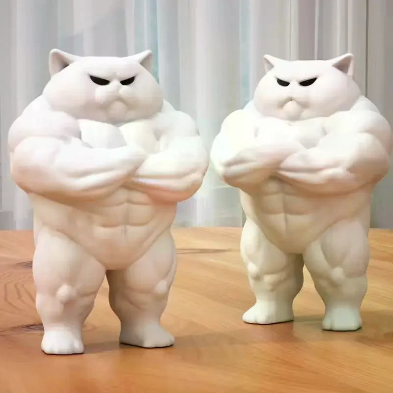 White Muscular Cat, Capybara, Cow, And Tiger Statues, Durable Plastic Home Decorations, Perfect Gift, Interior Living Room Décor Zpaxo