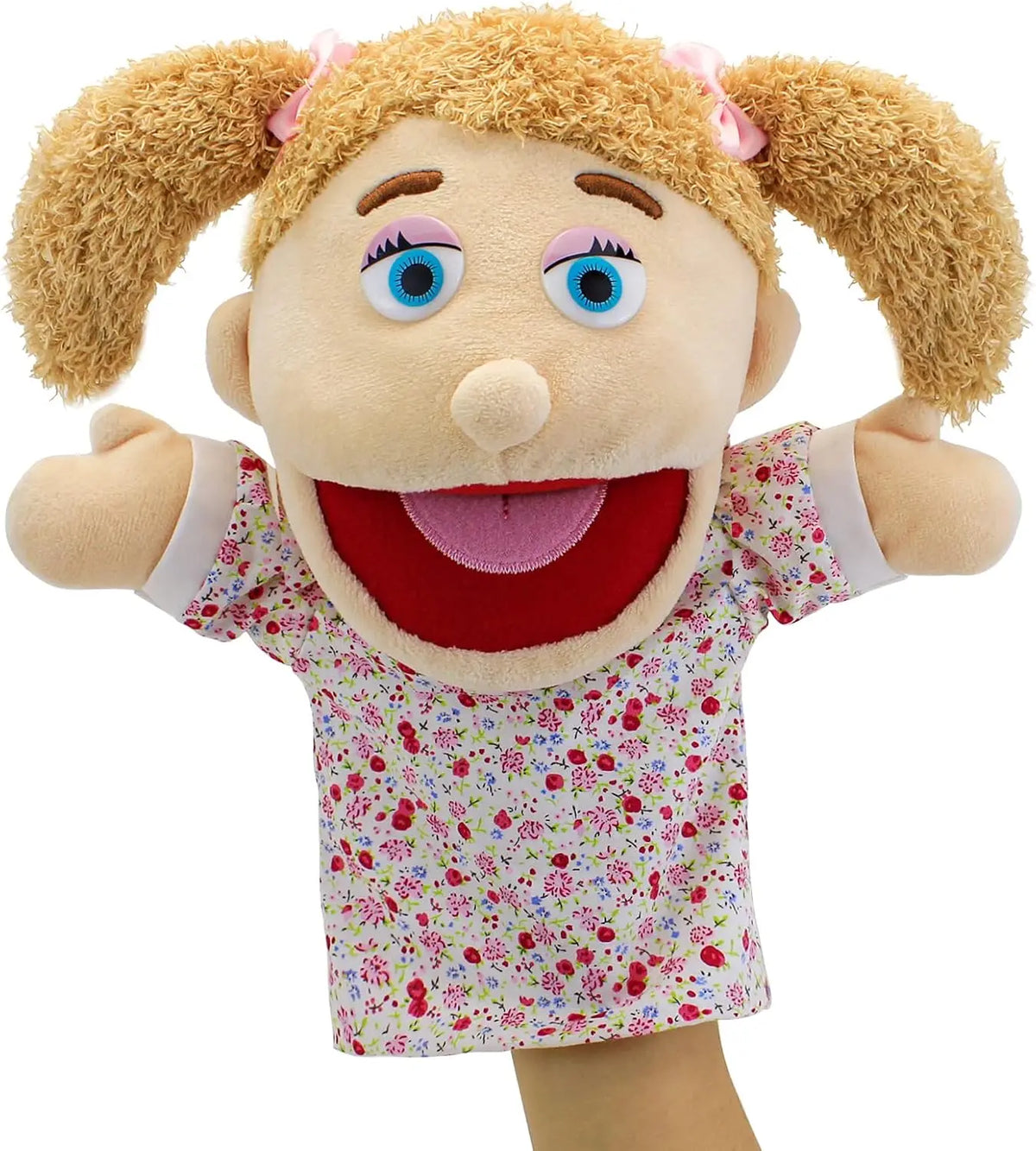 Family Plush Hand Puppets 28- Soft Skin-friendly Toy Open-mouth Zpaxo Girl