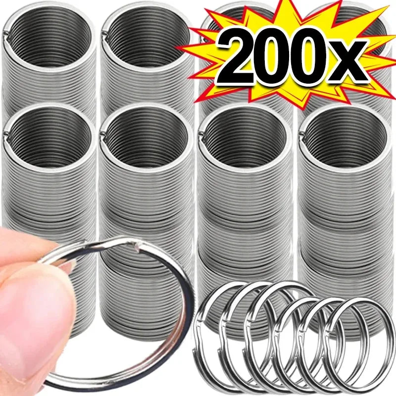 20- Stainless Steel Key Ring Chain Round Flat Split Keychain Polished