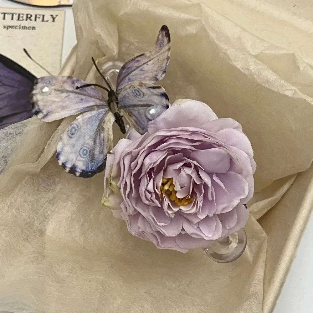 Elegant Plastic Flower Hair Clip Romantic Side Hairgrips Butterfly Zpaxo H
