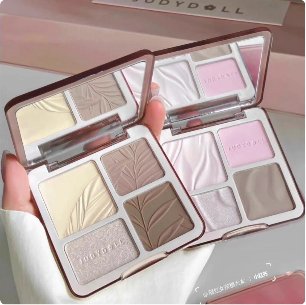JUDYDOLL 2in1 Highlighter Contour Palette Feather Light Up Face Zpaxo