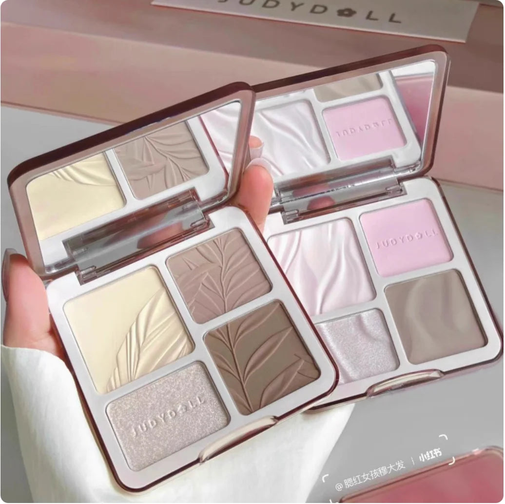 JUDYDOLL 2in1 Highlighter Contour Palette Feather Light Up Face Zpaxo