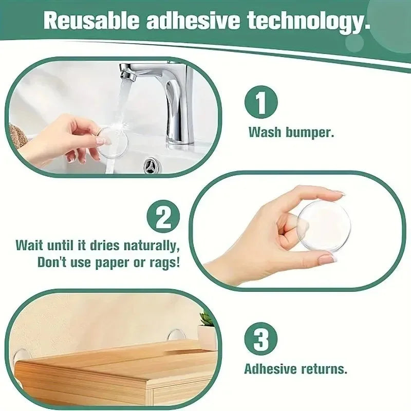 Self-adhesive Bumper Setdoor Handles Doorstop for Wall Transparent Wall Protector Anti Bump Washable Reusable Round DoorStopper Zpaxo