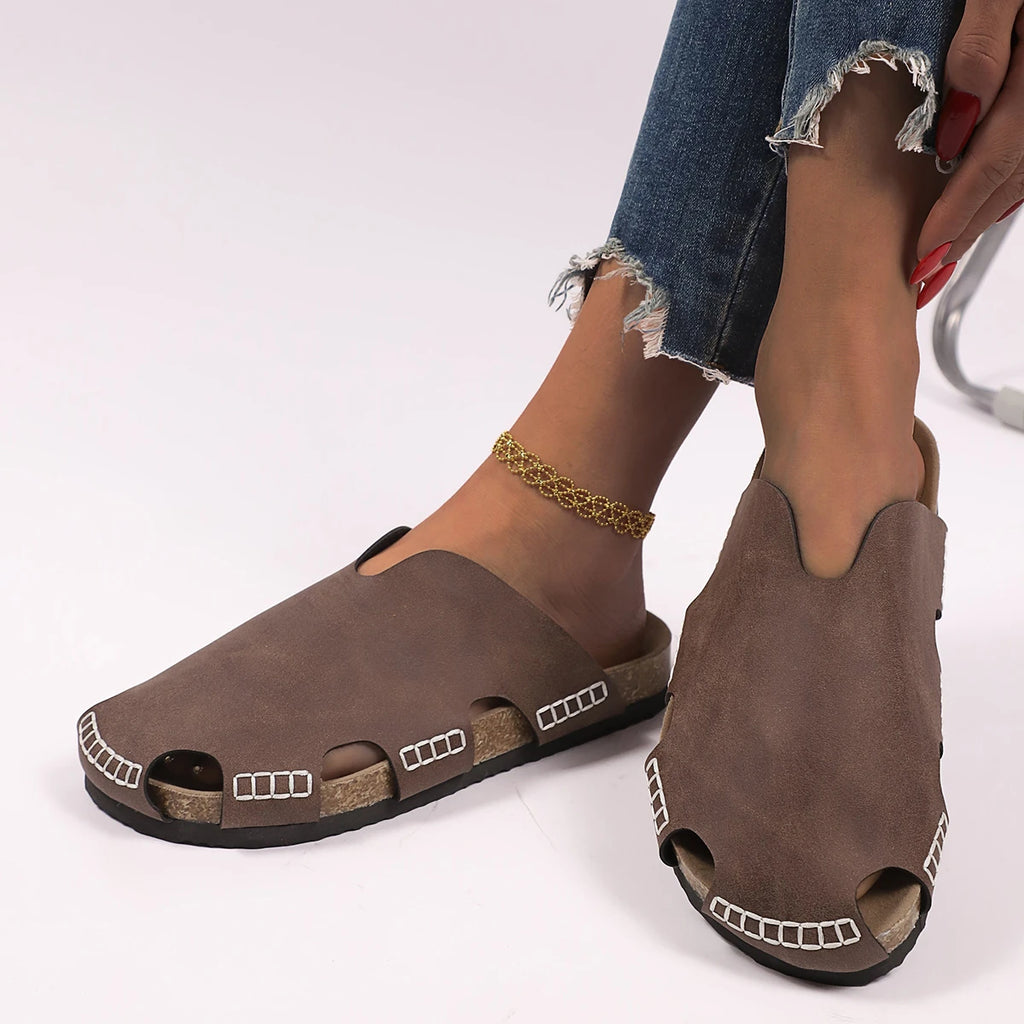 Women Slippers Retro Cork Flat Sandals Summer Outdoor Minimalist Shoes Comfortable Casual Beach Slippers Flip Flops Slides Women Zpaxo