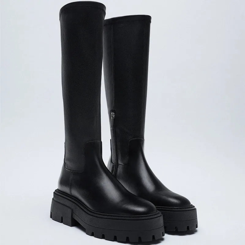 2024 New Fashion Brand Luxury Designer Punk Casual Calf Women Boots Zipper Fashion Chunky Heel Top Quality Casual Shoes Woman Zpaxo