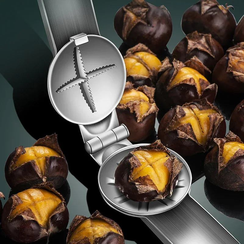 Stainless Steel Chestnut Opener & Nut Cracker – Cross Blade Nut Cracker Tool Zpaxo