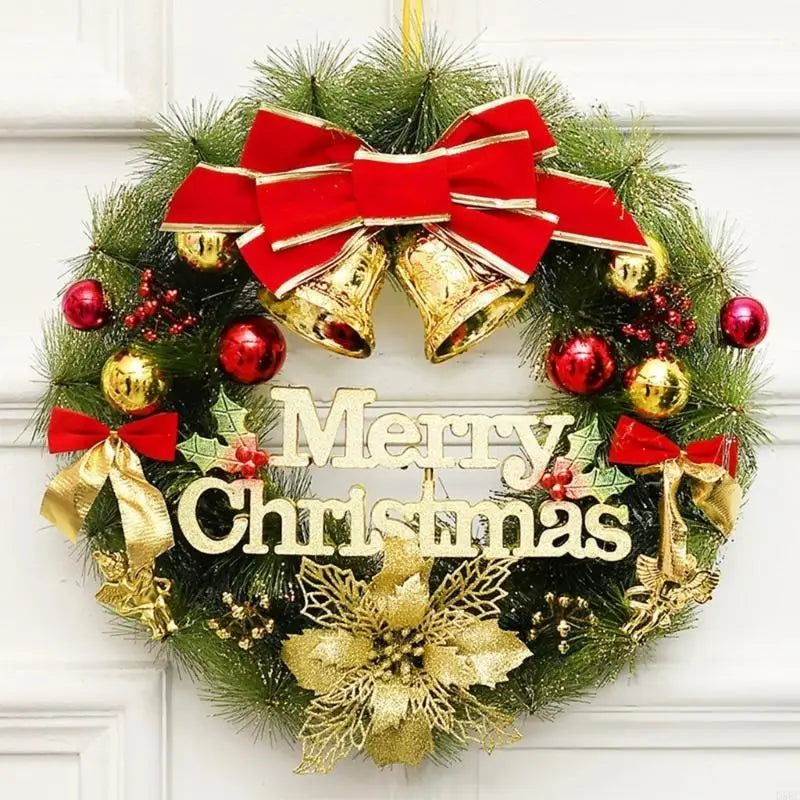 Christmas Wreath Merry Front Door Ornament Wall Artificial Pine