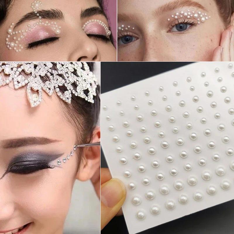 Mixed Size Eyeshadow Face Diamonds for Music Festival Halloween Party Jewelry Stickers Self Adhesive Fake Tattoo Nail Rhinestone Zpaxo