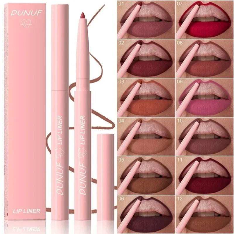 Tapered Lip Liner Pencil Matte Red Brown Plumping Lip Stain Waterproof Sweatproof Fine Lipstick Slim Lips Outline Contour Makeup Zpaxo