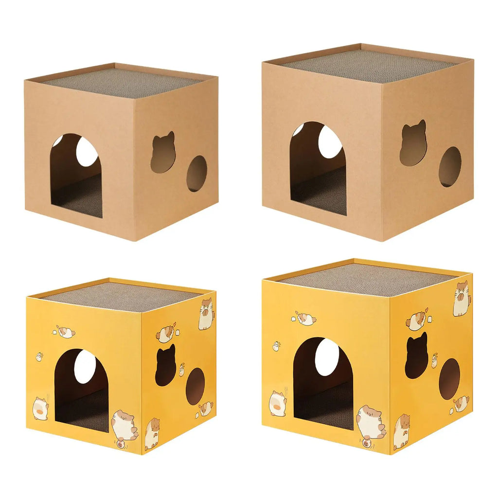 Cat Cardboard House with Scratch Pads Corrugated Cardboard Scratcher Cat Box Cats Bed for Cat Rabbit Small Animals Bunny indoor Zpaxo