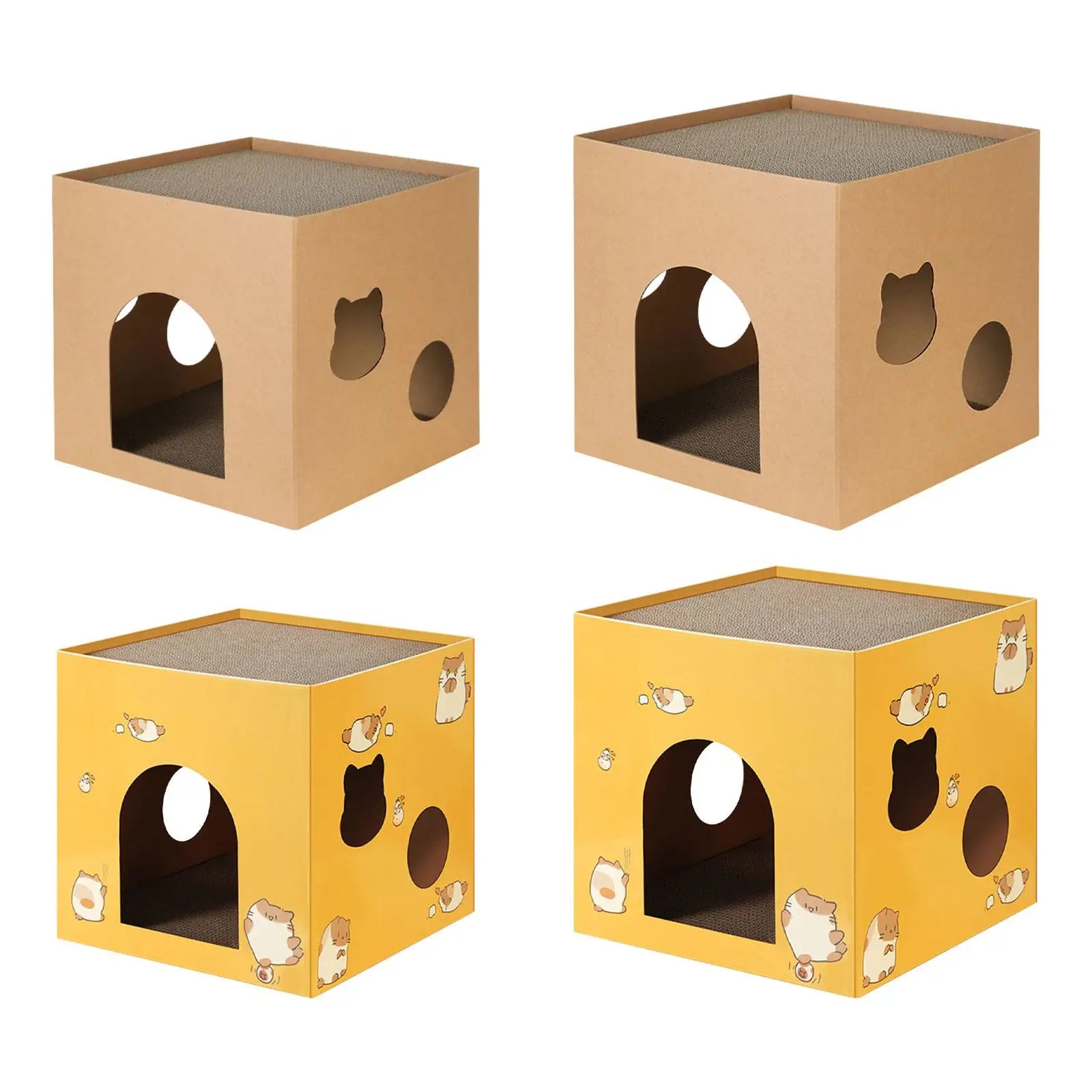 Cat Cardboard House with Scratch Pads Corrugated Cardboard Scratcher Cat Box Cats Bed for Cat Rabbit Small Animals Bunny indoor Zpaxo