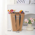 Trapezoid Flower Carrying Bag – Floral Cardboard Bouquet Gift Bag Flower Gift Bag Zpaxo Brown-17x20x28x36 cm Other