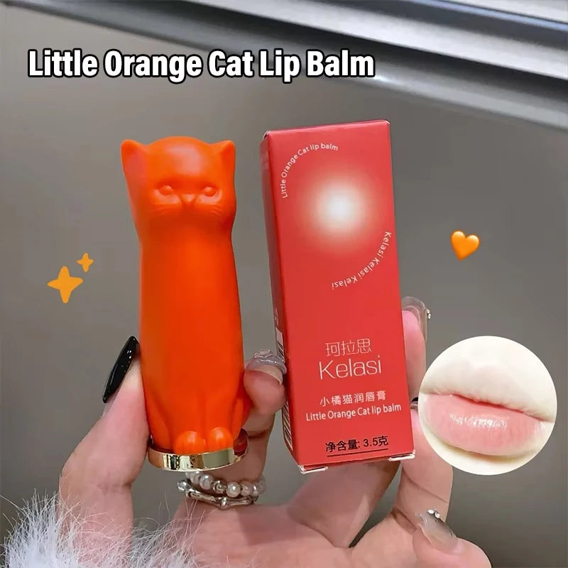 Cat Moisturizing Lip Balm White Blue Tint Crystal Jelly Colored