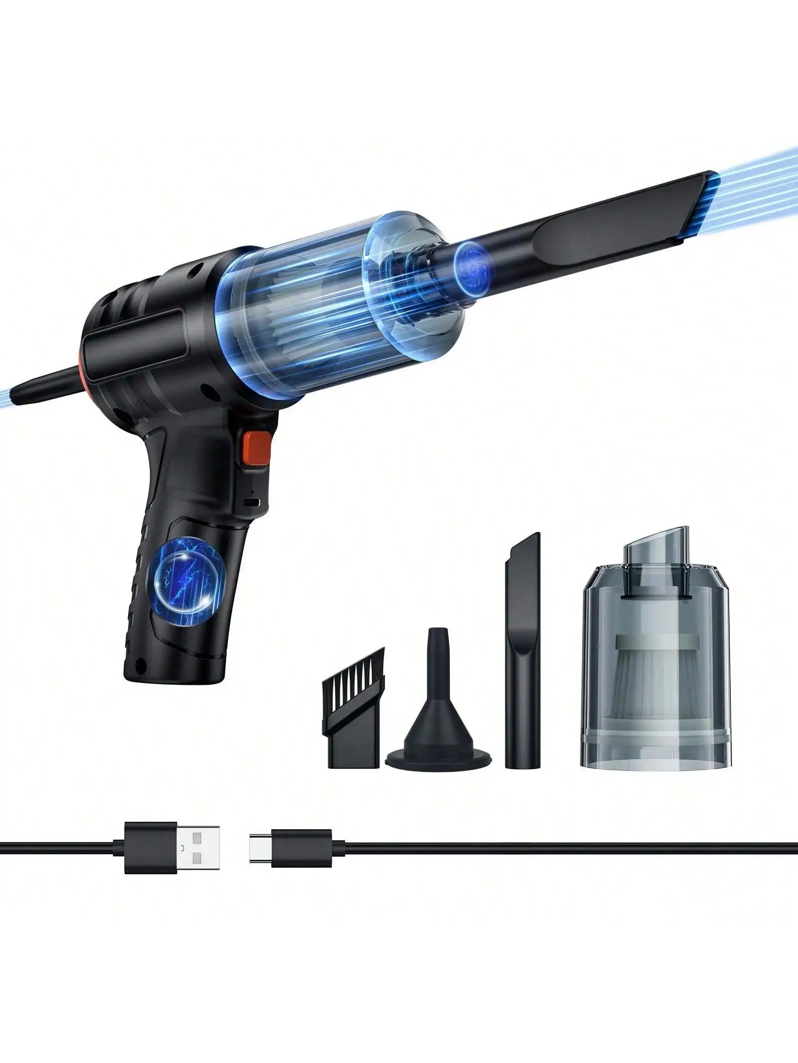 1 Powerful Handheld Vacuum Cleaner, Cordless Vacuum Cleaner for Both Car and Home Use, 3-in-1 Rechargeable Powerful Handheld Vacuum Cleaner, Compact and Wireless, with Strong Suction, Suitable for Cleaning Homes, Cars, and De Zpaxo Blue