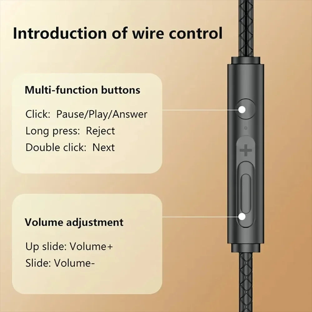 KEBIDUMEI Wired Earphones L Bending Headphones In-ear Earbuds Mic
