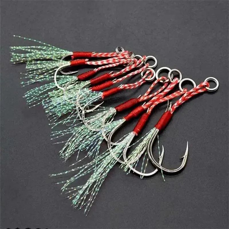 Barbed Jig Assist Hooks 10–60pc | High Carbon Steel Slow Jigging