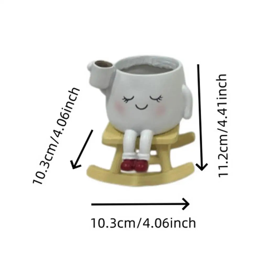 Face Planter Cute Resin Smile Design Vase Drainage Hole Rocking Chair