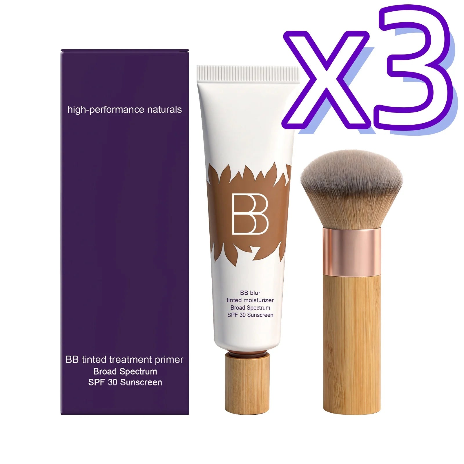 Sunscreen BB Cream Kit – UV Protection, Oil Control & Coverage BB Cream Foundation Zpaxo 1set Boxed x3
