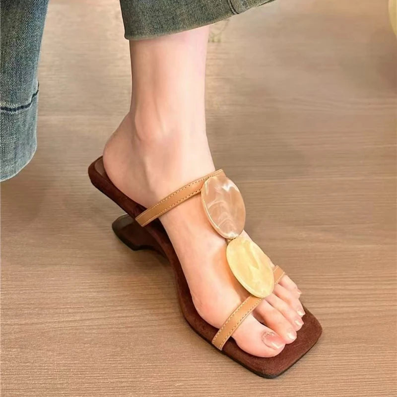 Bohemian Style Women Sandals Comfortable Elegant Shoes Women Summer Open Square Toe Strap Casual Sandals Designer Beach Shoes Zpaxo