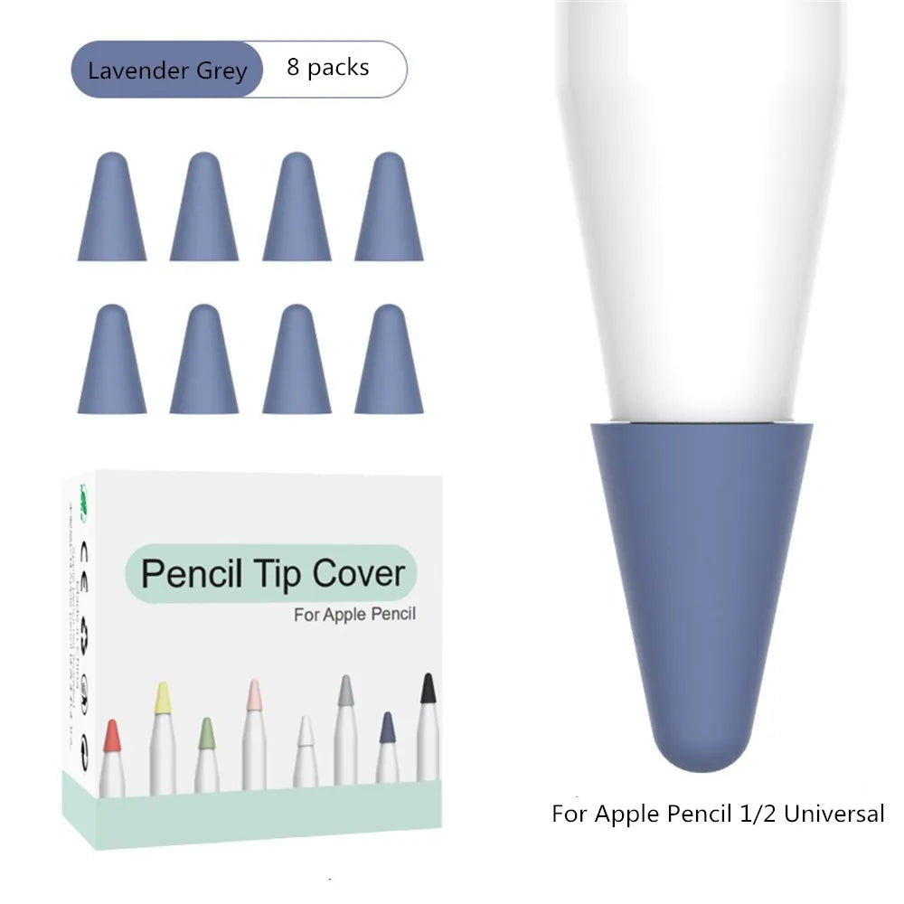 8pcs Soft Silicone Nib Cover For Apple Pencil 1 2 Tip Case Sleeve For Apple Pencil 1st 2nd Gen Touchscreen Stylus Pen Nib Case Zpaxo Lavender Grey