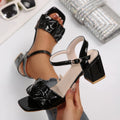 Women Sandals Square Toe Block Heels Sandals 2025 Buckle Strap Comfort Shoes for Women Large Size Fashion Chunky Shoes Female Zpaxo black 40