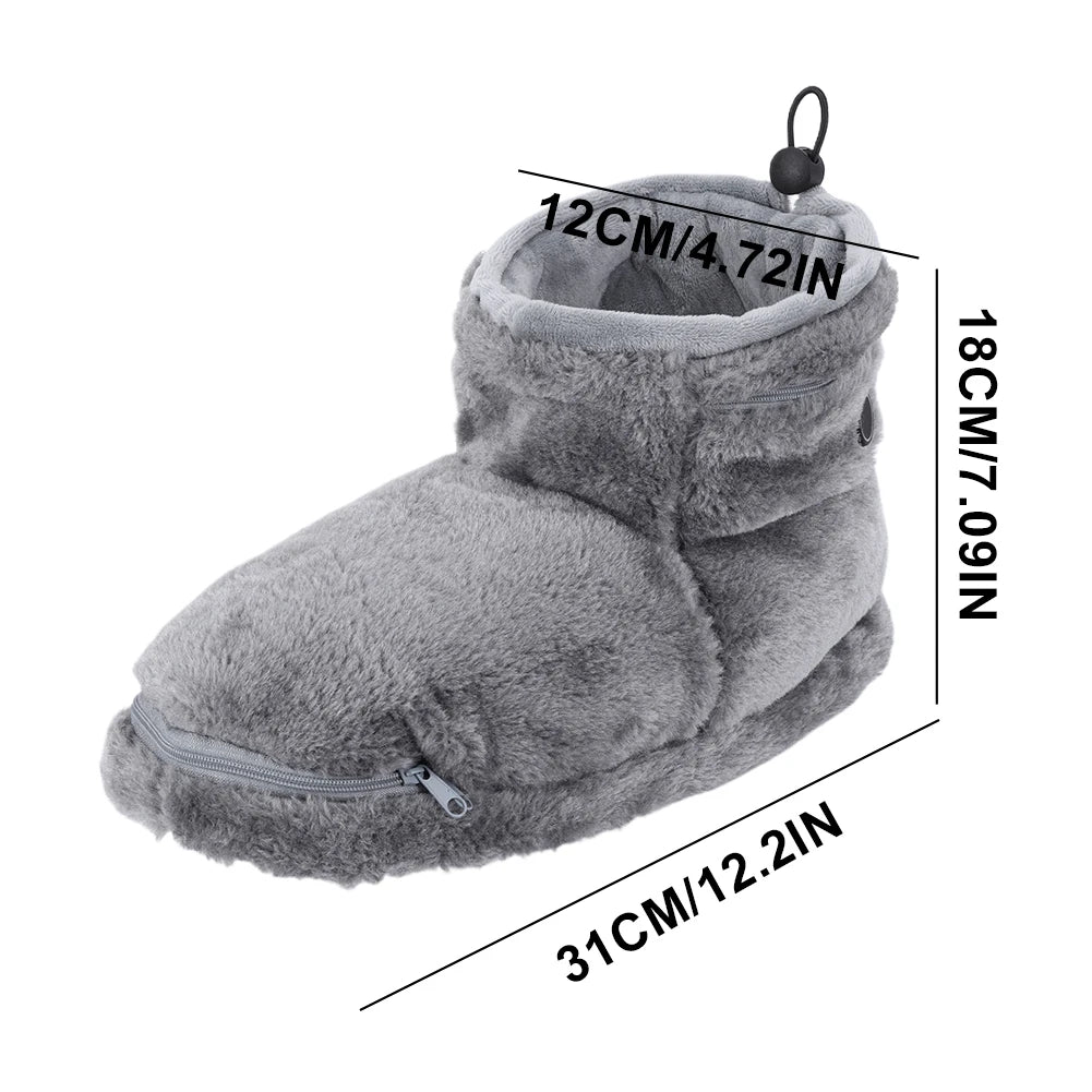 Snow Boots for Women Men 2024 Winter New Thickened Warm Velvet Half Slipper USB Heater Foot Floor Boots Electric Heated Shoes Zpaxo