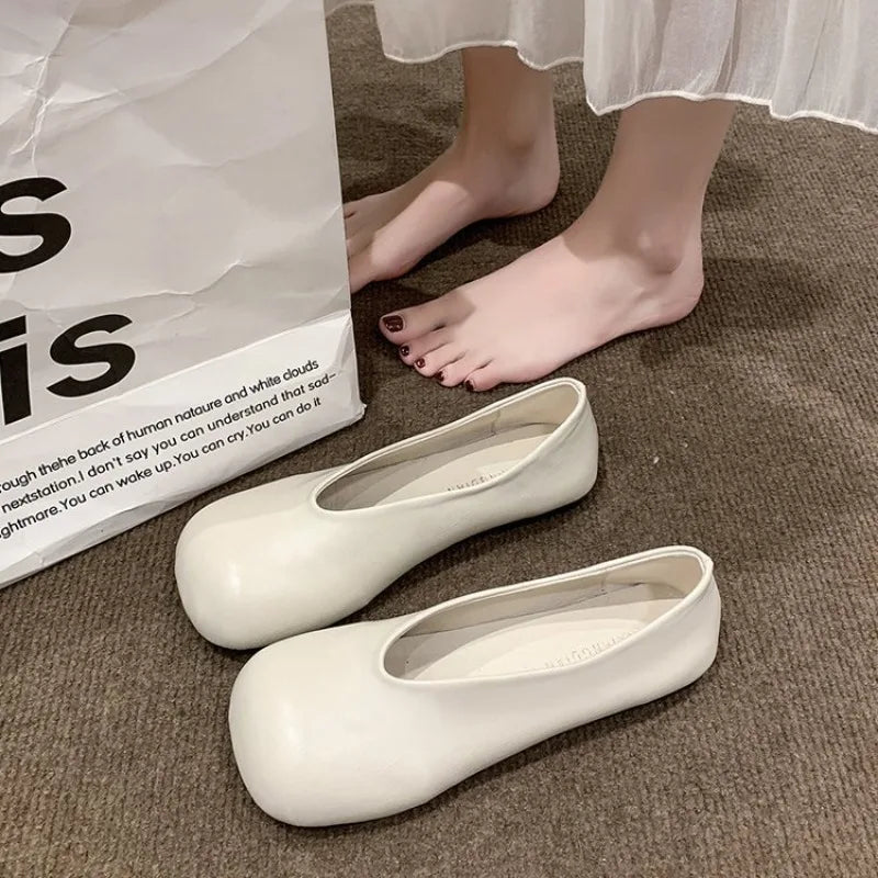Women Flat Shoes Casual Shallow Mouth Single Round Toe Slip Women's