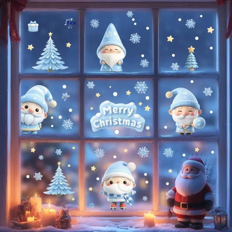 Christmas Window Static Clings – Snowman, Santa & Snowflake Window Static Clings Zpaxo