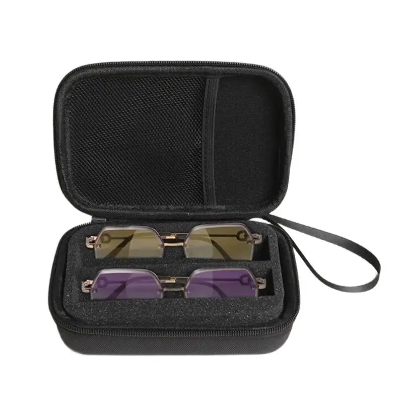 652F Double Slot Sunglass Stoarge Bag Straps Eyeglasses Carrying Case Zpaxo