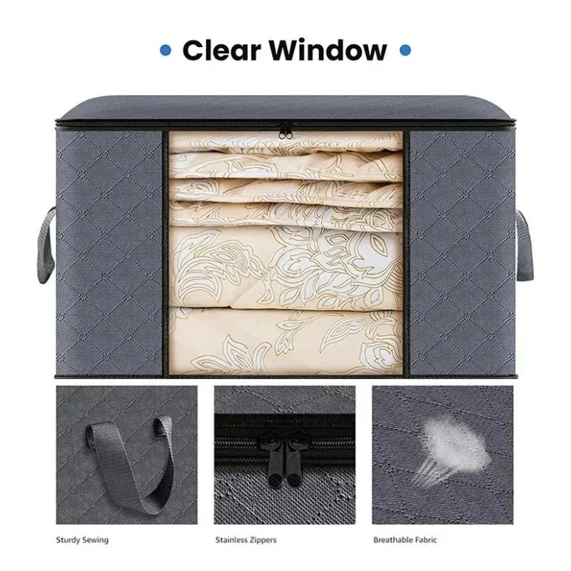 Clothing Storage Box Large Capacity Laundry Storage Organizers Transparent Clothing Storage Large Dust Zipper Closure Zpaxo