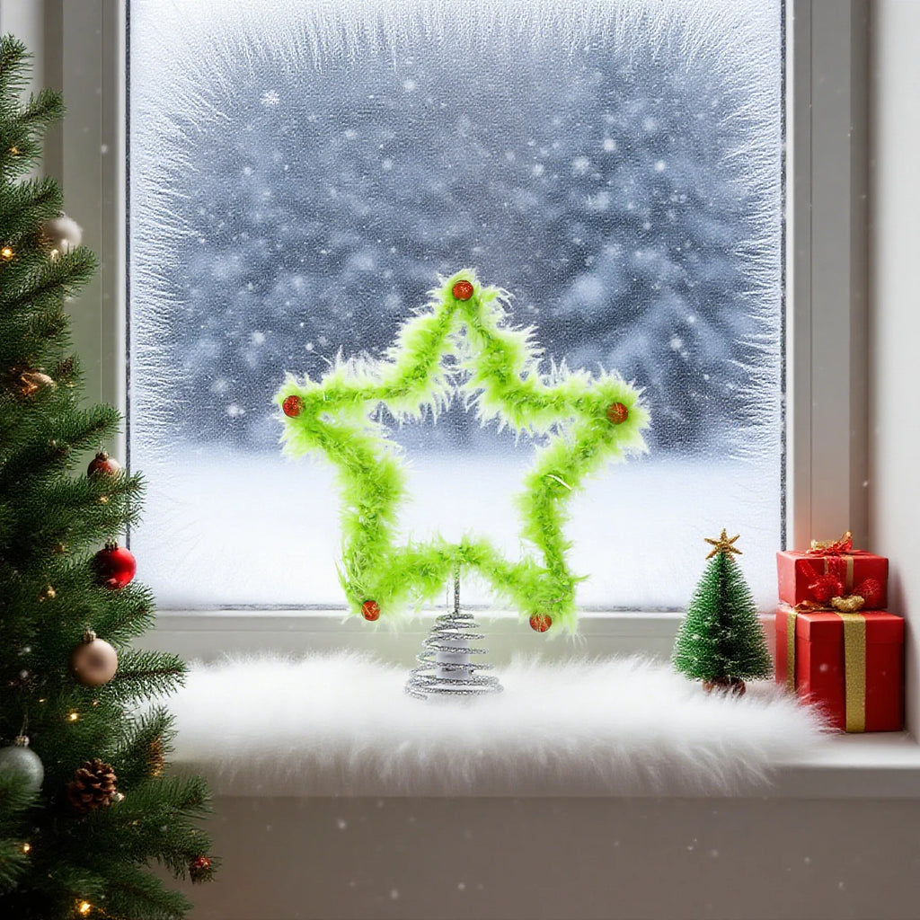 Green Star Christmas Tree Topper – Plush & Iron Ornament Christmas Tree Topper Zpaxo