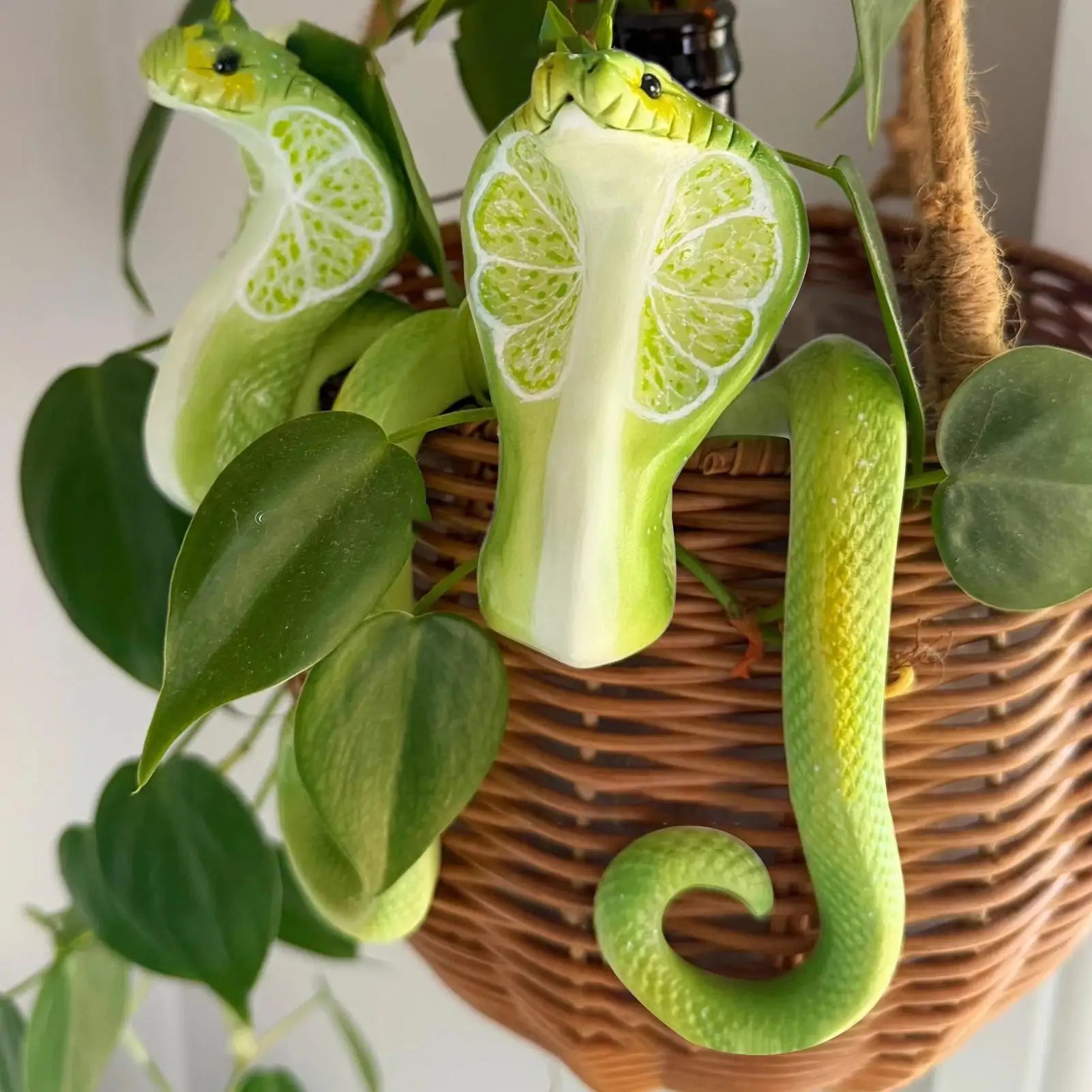 Plant Decorations Pots Resin Lime Green Snake Shape Decorative