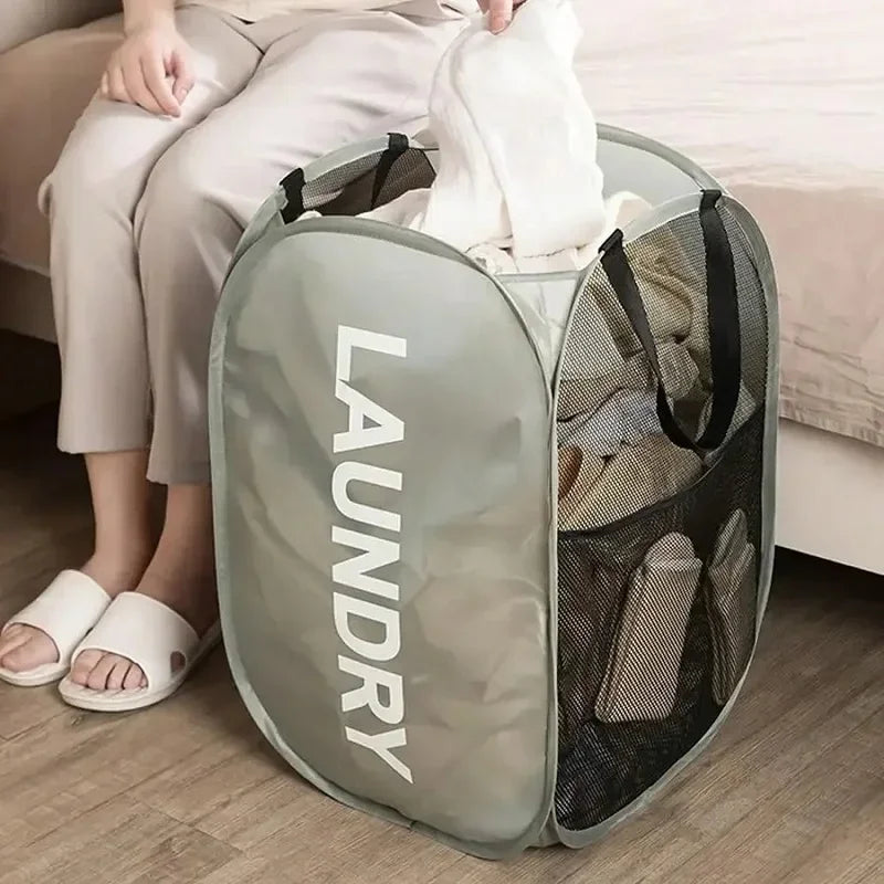 Mesh Laundry,Portable Pop Up Hamper Wide Opening,Dirty Clothes Storage box,Size 36x58cm,Dorm Travel Items Laundry Basket Zpaxo