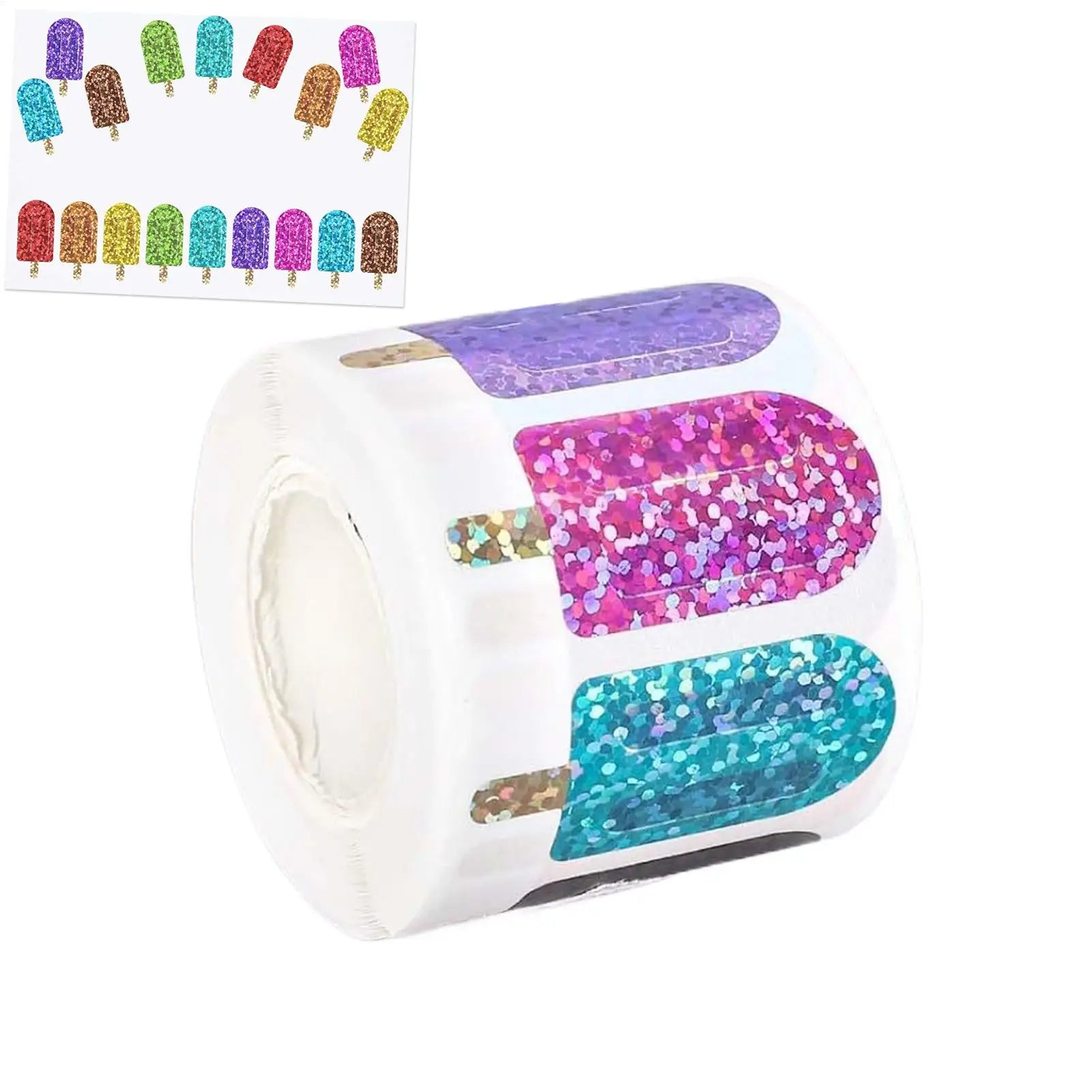 500Pcs Summer Popsicle Stickers – Self-Adhesive Party Decals Decorative Sticker Roll Zpaxo