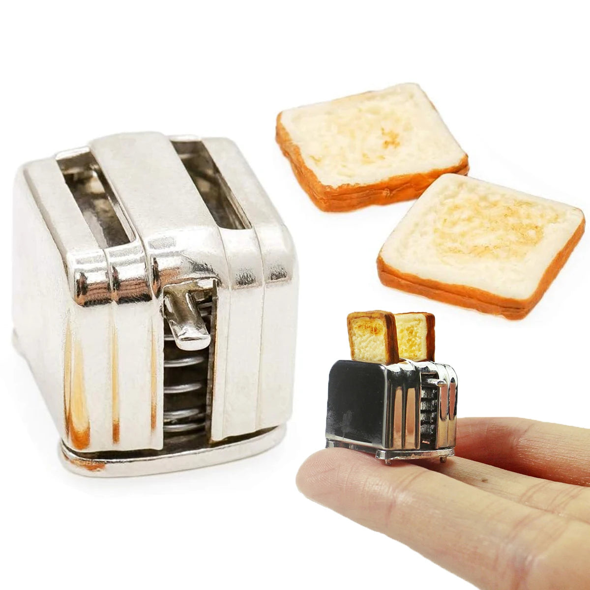 Mini Metal Toaster 1:12 & 1:6 Dollhouse Breakfast Accessory
